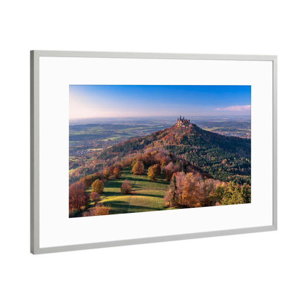 Poster mit Rahmen Silber "Burghohenzollern im Herbst" artboxONE - Natur,Reise