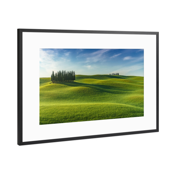 Poster mit Rahmen Schwarz (Metallic) "Morgens in der Toskana" artboxONE - Natur,Reise,Reise / Länder