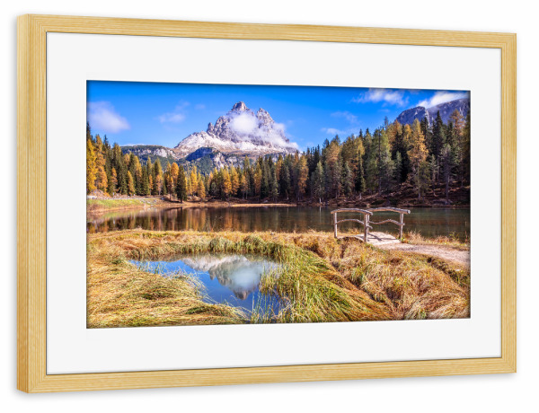 Poster mit Rahmen kiefer "Lago Antorno im Herbst" artboxONE - Natur,Reise,Reise / Länder
