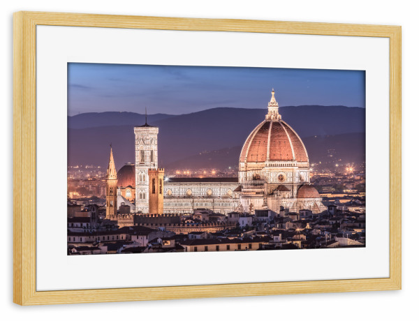 Poster mit Rahmen kiefer "Florenz" artboxONE - Städte,Architektur,Reise / Länder - Florenz,Basilika,Stadt,Beleuchtet,Italien,Altstadt