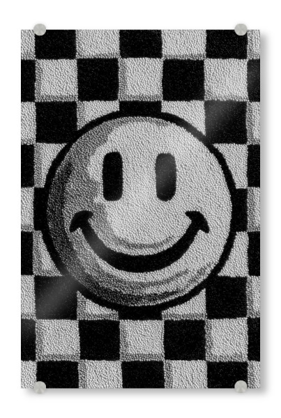 Acrylglasbild "Smiley im Schachfeld" artboxONE - Comic,Liebe,Lustig