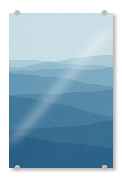 Acrylglasbild "Blaue minimale Hügellandschaft" artboxONE - Abstrakt