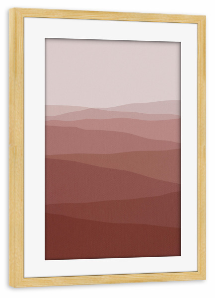 Poster mit Rahmen kiefer "Minimalistische Hügel Terracotta" artboxONE - Abstrakt