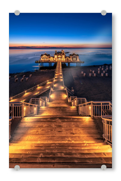 Acrylglasbild "Sonnenaufgang Seebrücke Sellin" artboxONE - Reise,Architektur,Reise / Länder