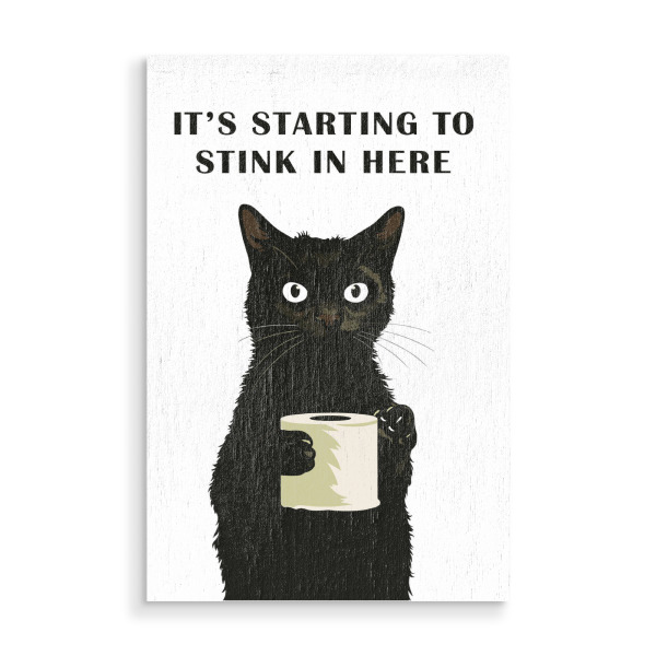 Holzbild "Stinky Cat Bathroom Art" artboxONE - Tiere,Lustig