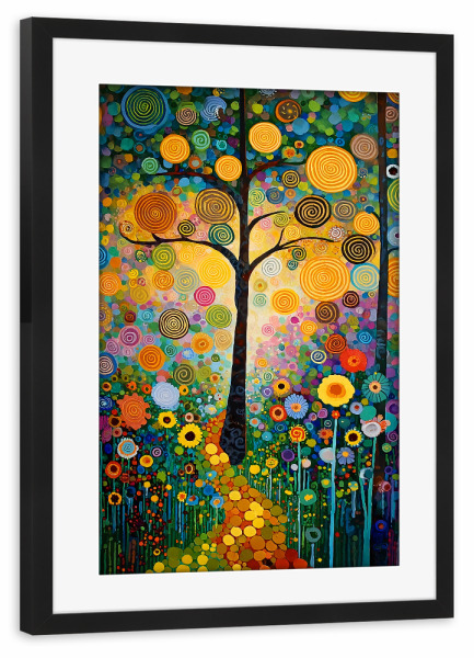 Poster mit Rahmen schwarz "Wald bunt, Klimt (matart)" artboxONE - Natur,Floral - Wald,Blumen,Natur,Modern,Colorful,Kunst,Gustav klimt,Klimt