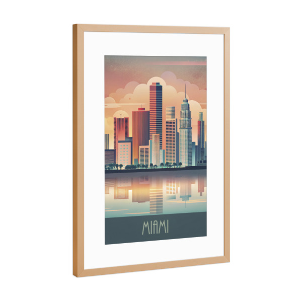 Poster mit Rahmen Kupfer "Skyline von Miami" artboxONE - Städte,Reise,Abstrakt,Architektur