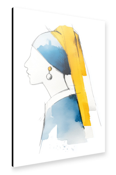 Alu-Dibond "Mädchen mit Perlenohrringen, gelb" 30x20 cm artboxONE