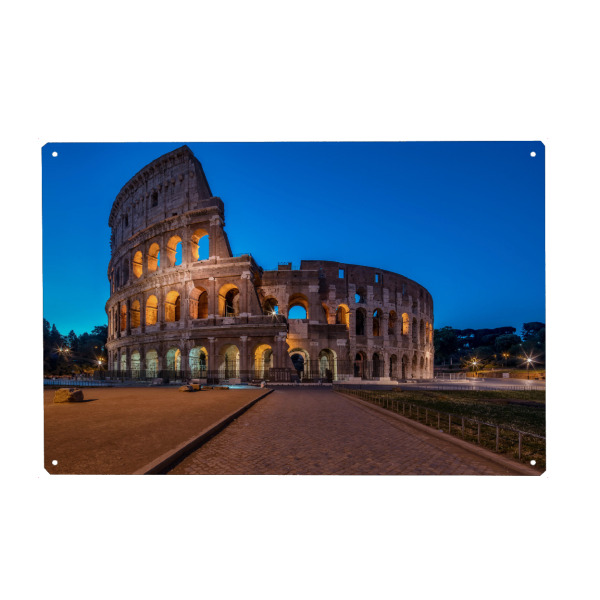 Metall Poster "Kolosseum Rom" artboxONE - Städte,Architektur,Städte / Rom - Kolosseum,Rom,Italien,Bauwerk,Wahrzeichen,Römisch,Historisch,Blaue stunde