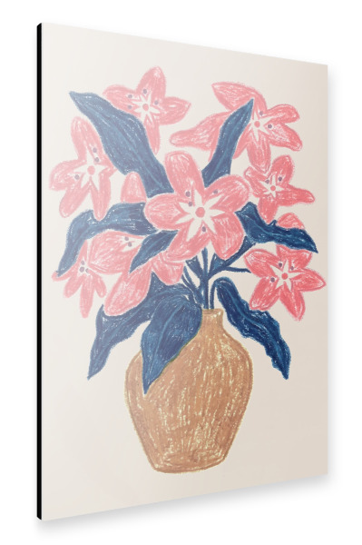 Alu-Dibond "Rosa Lilienstrauß in Tonvase" 75x50 cm artboxONE