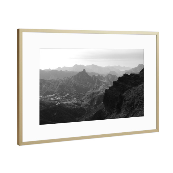 Poster mit Rahmen Gold "Gran Canaria Landscape" artboxONE - Reise,Schwarzweiß,Reise / Strand und Meer,Reise / Länder