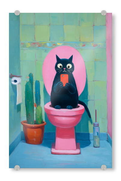 Acrylglasbild "Business Katze auf Sitzung" artboxONE - Tiere,Abstrakt,Lustig