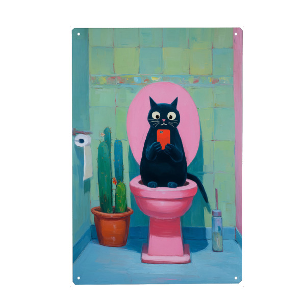 Holzbild "Business Katze auf Sitzung" artboxONE - Tiere,Abstrakt,Lustig