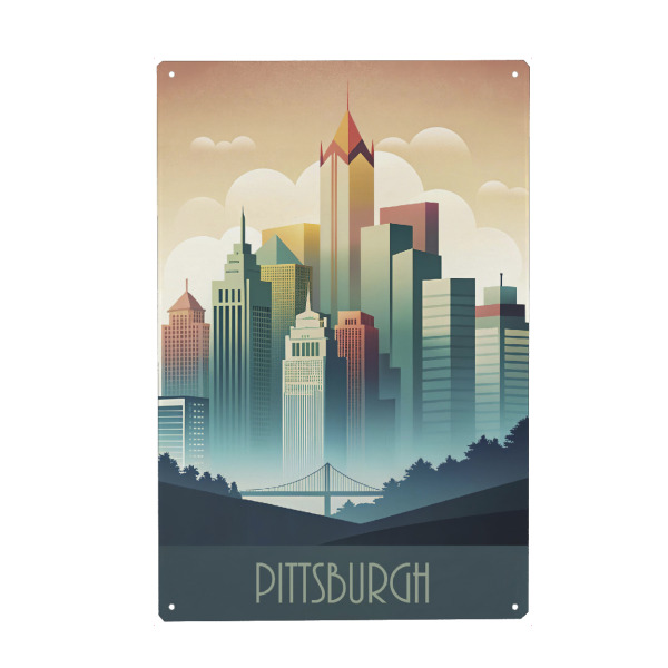Holzbild "Skyline von Pittsburgh" artboxONE - Städte,Reise,Abstrakt,Architektur