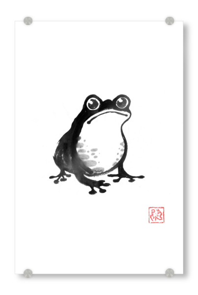 Acrylglasbild "Froggy funy" artboxONE - Tiere,Reise / Asien - Sumie,Japan,Grand,Frosch,Schwarzweiß,Tier