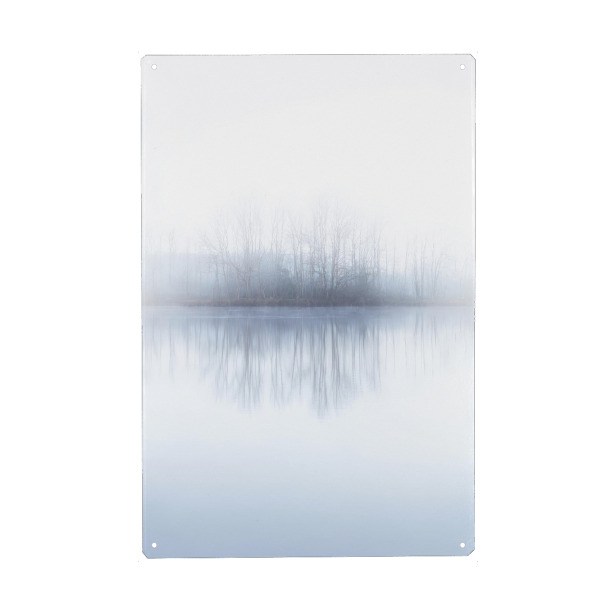Metall Poster "Nebelwald am See" artboxONE - Natur - Nebel,Wald,See,Minimalismus,Ruhe,Stille,Meditation,Natur,Abstrakt,Winter,Fine art,Sanft