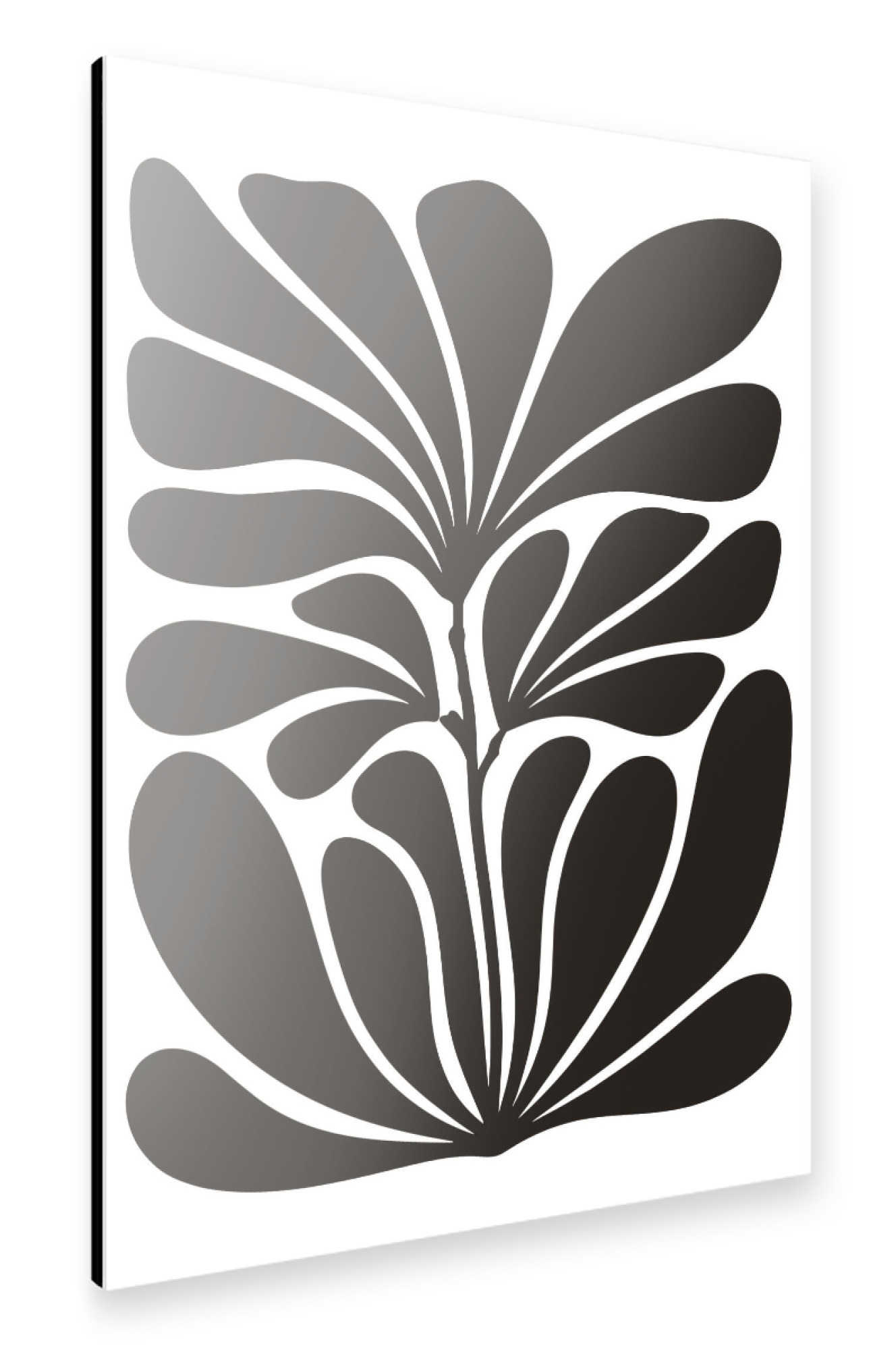 Alu-Dibond "Minimalist Black Leaf Abstract" 75x50 cm artboxONE