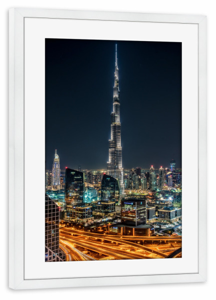 Poster mit Rahmen weiß "Burj Khalifa Dubai" artboxONE - Städte,Reise,Architektur,Städte / Dubai