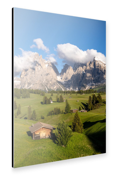 Alu-Dibond "Alpenidylle auf der Seiser Alm" 75x50 cm artboxONE