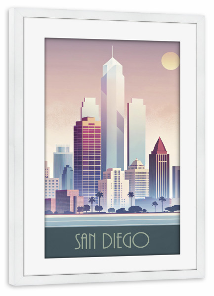 Poster mit Rahmen weiß "Skyline von San Diego" artboxONE - Städte,Reise,Abstrakt,Architektur