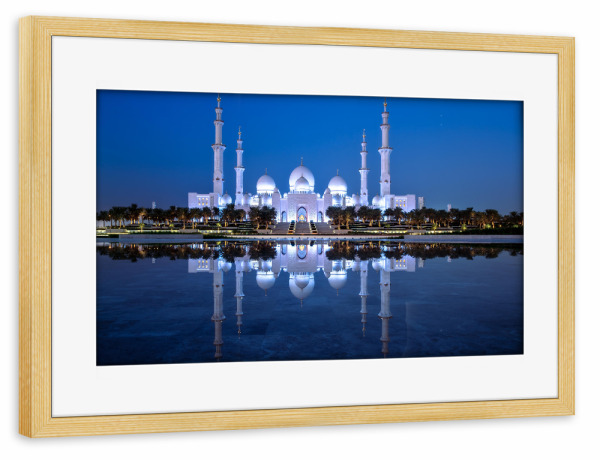 Poster mit Rahmen kiefer "Sheikh Zayed Grand Mosque" artboxONE - Städte,Reise,Architektur,Reise / Länder,Marmor