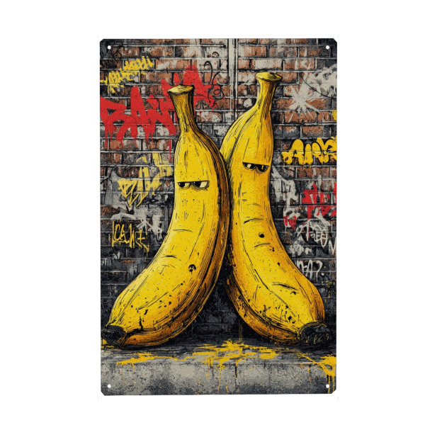 Metall Poster "Grumpy Bananas" artboxONE - Menschen,Streetart,Lustig