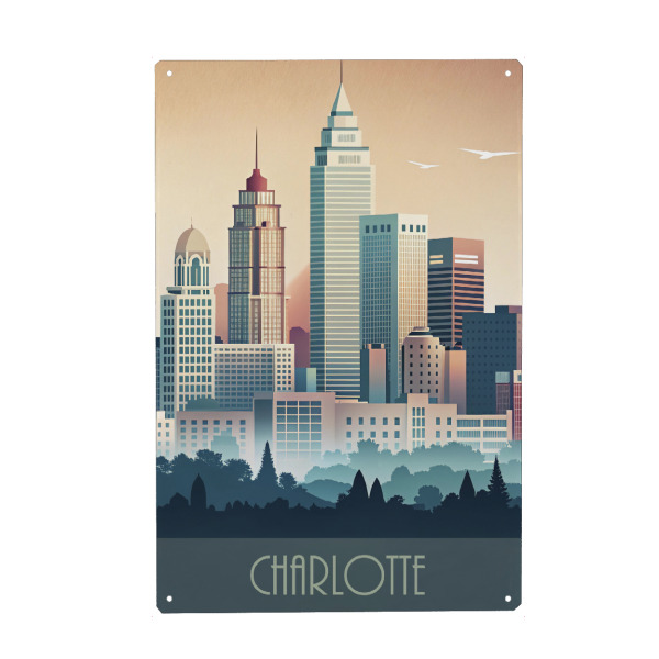 Metall Poster "Skyline von Charlotte" artboxONE - Städte,Reise,Abstrakt,Architektur