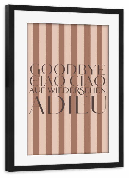 Poster mit Rahmen schwarz "Addio 2025 – Auf Wiedersehen" artboxONE - Typografie