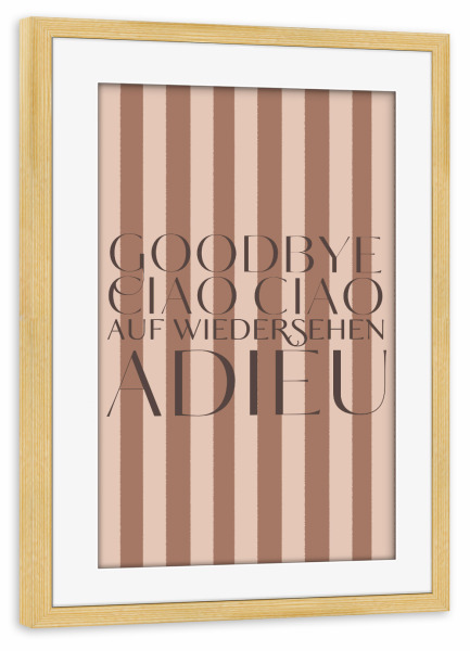 Poster mit Rahmen kiefer "Addio 2025 – Auf Wiedersehen" artboxONE - Typografie