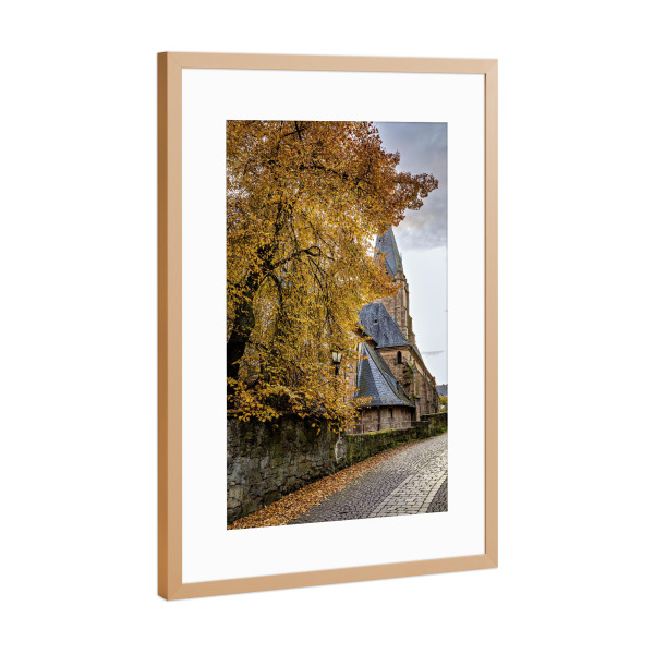 Poster mit Rahmen Kupfer "Herbst in Marburg" artboxONE - Architektur - Marburg,Hessen,Historisch,Fachwerkhaus,Stadt,Marburg an der lahn,Haus