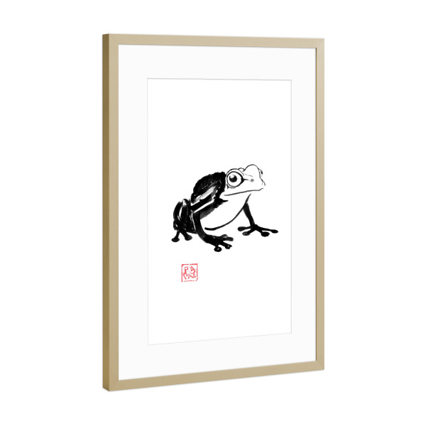 Poster mit Rahmen Gold "Froggy" artboxONE - Tiere,Lustig - Sumie,Japan,Frosch