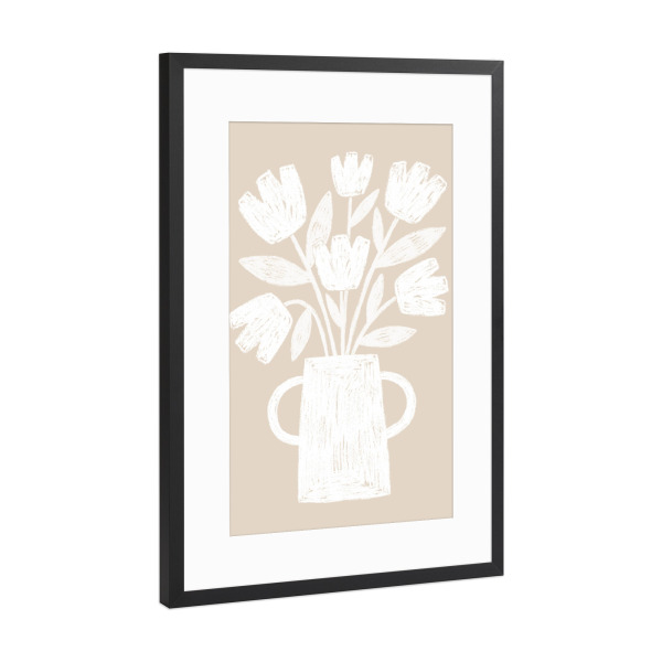 Poster mit Rahmen Schwarz (Metallic) "Weiße Blumenstilllebenkunst" artboxONE - Natur,Floral - Blumenmalerei,Blumen,Floral