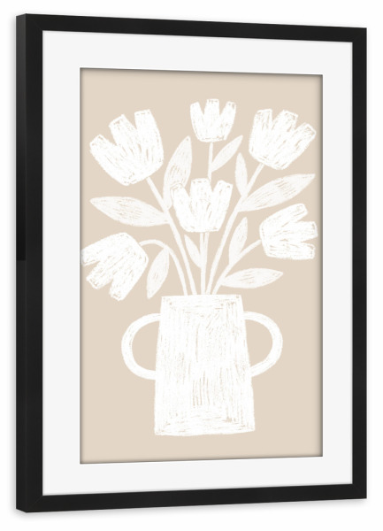 Poster mit Rahmen schwarz "Weiße Blumenstilllebenkunst" artboxONE - Natur,Floral - Blumenmalerei,Blumen,Floral