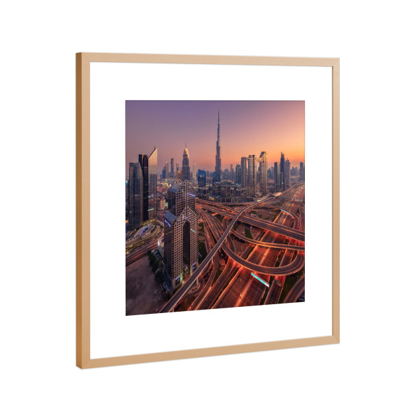 Poster mit Rahmen Kupfer "Blaue Stunde Downtown Dubai" artboxONE - Städte,Architektur