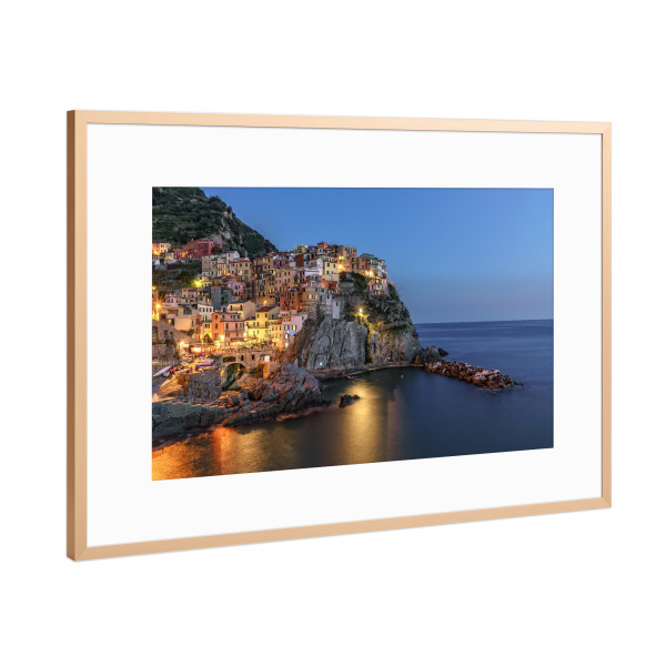 Poster mit Rahmen Kupfer "Sonnenuntergang Cinque Terre" artboxONE - Reise,Architektur,Reise / Länder