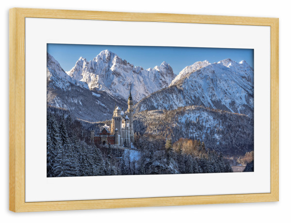Poster mit Rahmen kiefer "Neuschwanstein Winterzauber" artboxONE - Reise,Reise / Länder