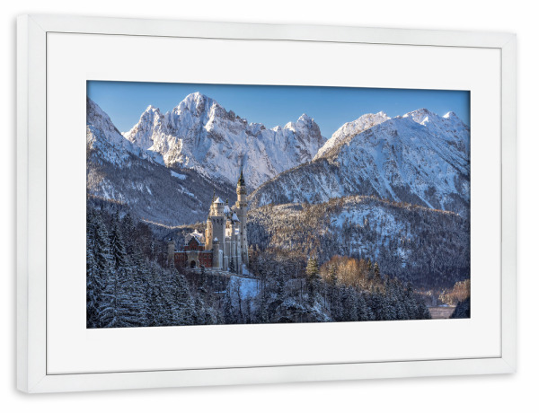 Poster mit Rahmen weiß "Neuschwanstein Winterzauber" artboxONE - Reise,Reise / Länder