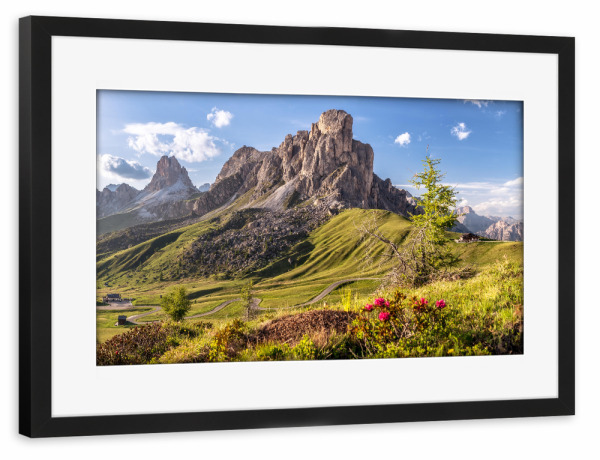 Poster mit Rahmen schwarz "Sommer am Passo Giau" artboxONE - Natur,Reise,Reise / Länder