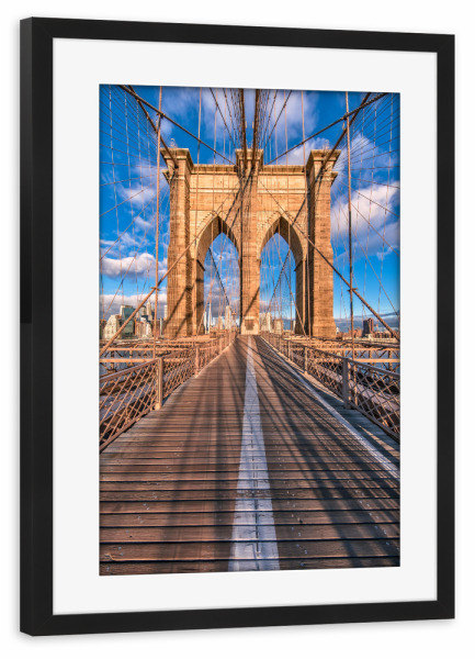 Poster mit Rahmen schwarz "Brooklyn Bridge Manhattan" artboxONE - Städte,Städte / New York,Architektur,Reise / Länder