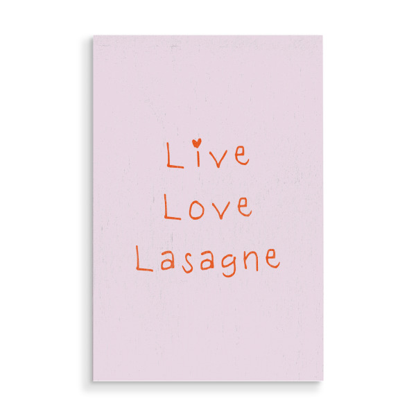 Holzbild "Live Love Lasagne" artboxONE - Typografie,Liebe - Lasagne,Live,Laugh,Lieben,Leben,Lachen,Lustig,Italien,Humor,Pasta