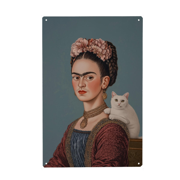 Metall Poster "Frida's Katzen Seele" artboxONE - Floral,Tiere,Menschen
