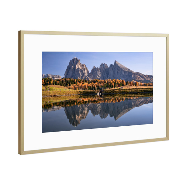 Poster mit Rahmen Gold "Langkofel und Plattkofel" artboxONE - Natur,Reise,Reise / Länder