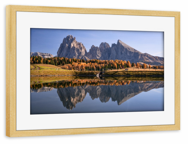 Poster mit Rahmen kiefer "Langkofel und Plattkofel" artboxONE - Natur,Reise,Reise / Länder