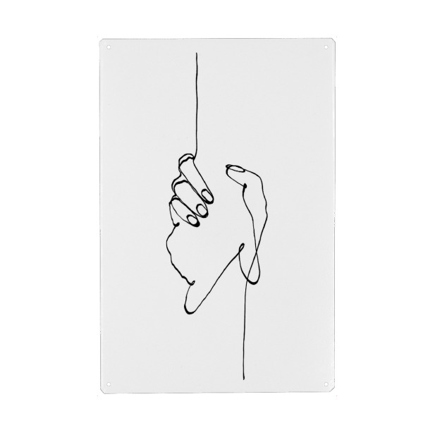 Holzbild "Line ARt // Helping hands" artboxONE - Schwarzweiß,Liebe - Lineart,Oneline,Friends,Partner,Liebe,Love,Minimal,Blackandwhite,Valentines