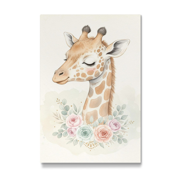 Galerie-Print "Giraffe Mädchen Blume" 75x50 cm artboxONE