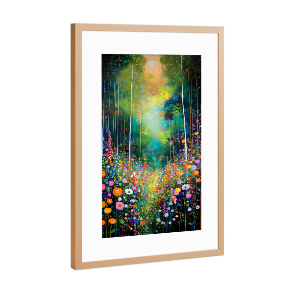 Poster mit Rahmen Kupfer "Waldblumen J (matart)" artboxONE - Natur - Blumen,Forest,Nacht,Natur,Modern,Kunst,Gustav klimt,Klimt