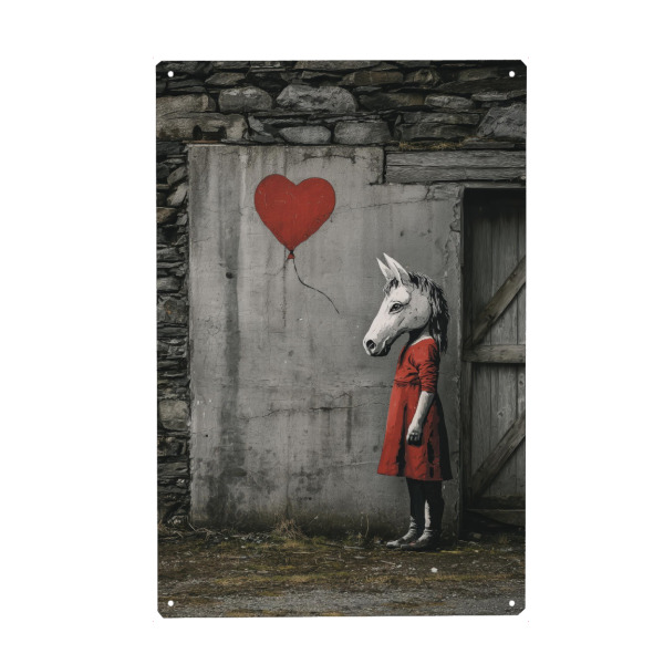 Metall Poster "Holding a Quiet Heart" artboxONE - Tiere,Menschen,Liebe,Streetart