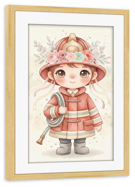 Poster mit Rahmen kiefer "Feuerwehr Kind" artboxONE - Für Kinder,Menschen,Automobile