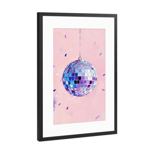 Poster mit Rahmen Schwarz (Metallic) "Tanzende Königin, Discokugel" artboxONE - Abstrakt,Musik
