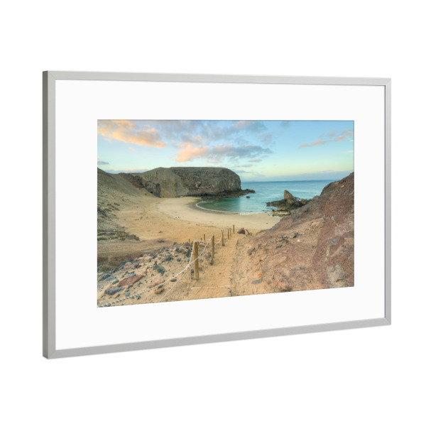 Poster mit Rahmen Silber "Playa de Papagayo auf Lanzarote" artboxONE - Natur,Reise,Reise / Strand und Meer